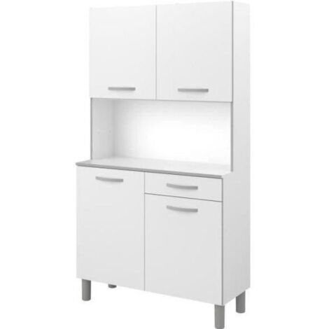 Buffet de cuisine - Blanc - Contemporain - 4 portes - OSLO - L 101 cm (1/5)
