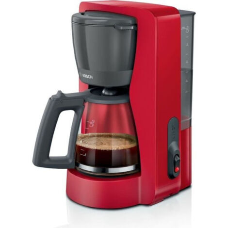 Machine a Cafe - Cafetiere Electrique  Filtre - BOSCH - TKA2M114 MyMoment - Rouge - Capacité 1,25L - verseuse verre - systeme anti-gouttes