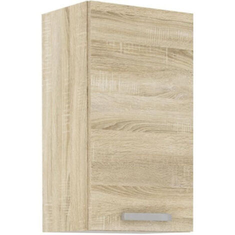 Meuble haut 1 porte battante - Décor chene sonoma - L 40 x P 31,6 x 72 cm - LASSEN (1/4)