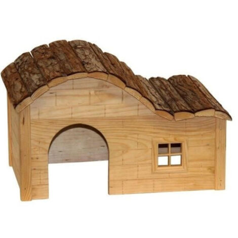 Maison pour Rongeurs avec Toit Galbé Nature 40x25x25 cm - KERBL (1/3)