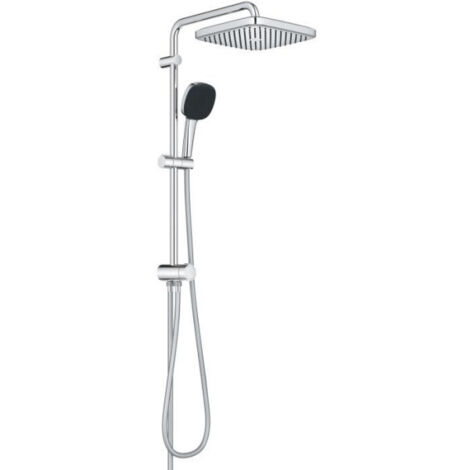 Grohe – Colonne de douche mécanique 25cm – Douchette 2 jets Pluie/SmartRain – Bras orientable – Finition chromée – Économie d'eau