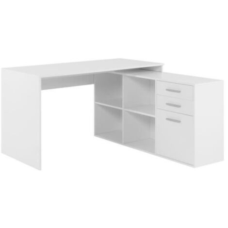 Bureau d'angle LONDON - Panneaux de particules - Décor blanc - 136 x 75 x 139 cm (1/4)
