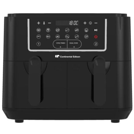 Continental Edison – Friteuse électrique à air sans huile 9L – Double bacs 2400W – Cuisinez plusieurs plats simultanément – Design noir élégant - CERFRSH24002CB (1/5)