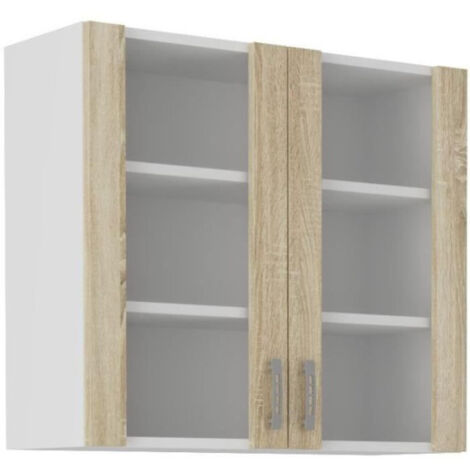 SARA Meuble haut - 2 portes - Décor chene sonoma - L80 x P31 x H71,5 cm (1/2)
