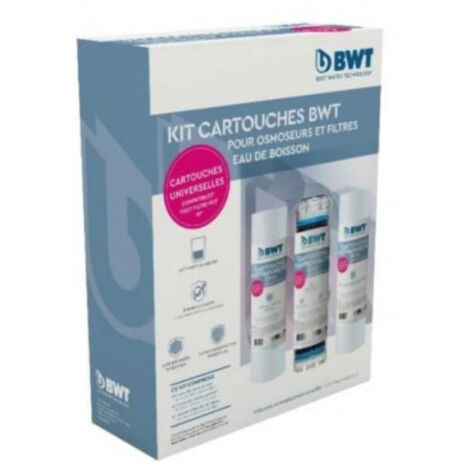 Pack de 3 préfiltres pour osmoseurs – Filtration eau jusqu'à 1 µm – Compatible BWT P'URE AQUACALCIUM et Triplex
