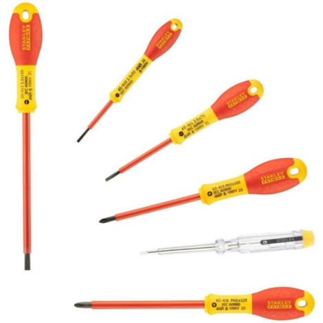Jeu de 6 Tournevis Isolés 1000V - STANLEY FATMAX - 0-65-441 - Electricien + Philipps + Testeur (1/2)