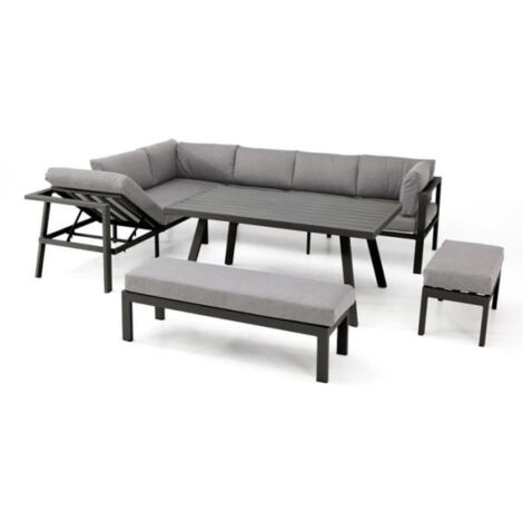Ensemble repas de jardin ANTALYA 9 places en aluminium - GRIS ANTHRACITE (1/5)