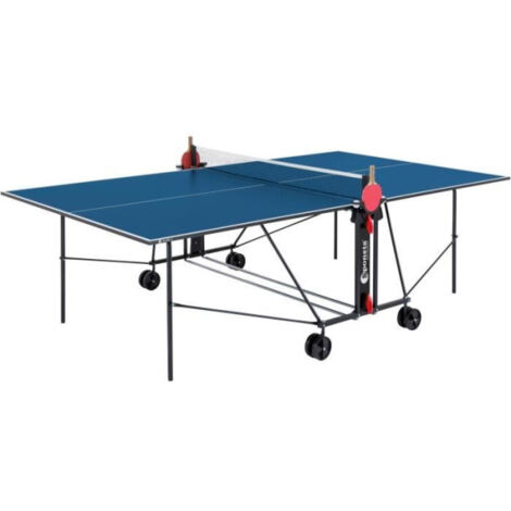 Table de ping pong compacte pour intérieur – Plateau en bois aggloméré 16mm – Tubes en acier laqué 25mm – Roues multidirectionnelles – Sponeta