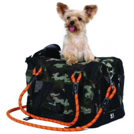 Sac de transport - M PETS - REMIX 2 en 1 Camouflage & Orange - 41 x 28 x 28 cm - Pliable - Léger - Ceinture baudrier (1/5)