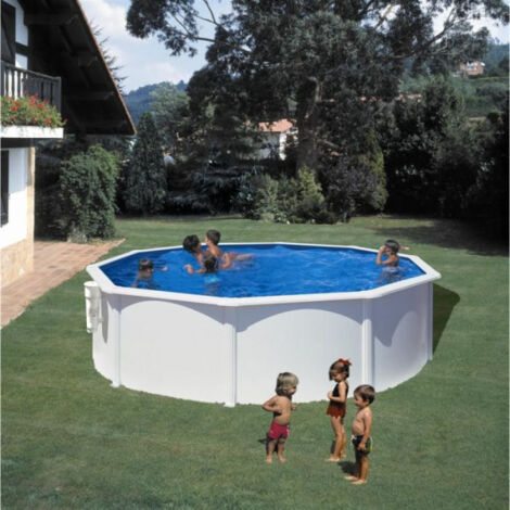 GRE - Kit Piscine hors sol acier ronde blanche - Ø300 x H122 (Livrée avec filtre a cartouche + échelle) (1/5)