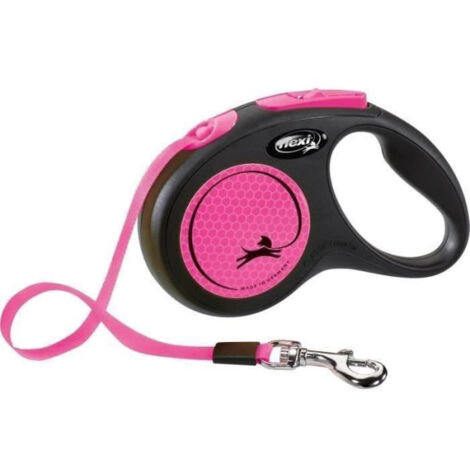 Laisse sangle TRIXIE flexi New NEON - Taille S - 5m - Rose fluo (1/3)