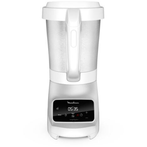 Blender chauffant Moulinex Soup et Plus avec panier vapeur 1100 W Argent et Blanc