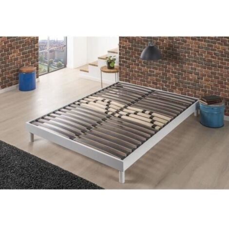 Sommier Tapissier Peggy Blanc 140x190 Cm (2x70x190) - Fabrication Française, Pieds Offerts