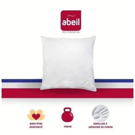 ABEIL Oreiller a mémoire de forme matelassé 60x60 cm blanc