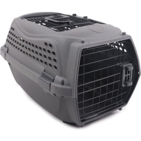 Caisse de transport pour chat M.PETS ECO GIRO - Cage en plastique - Taille M - Gris