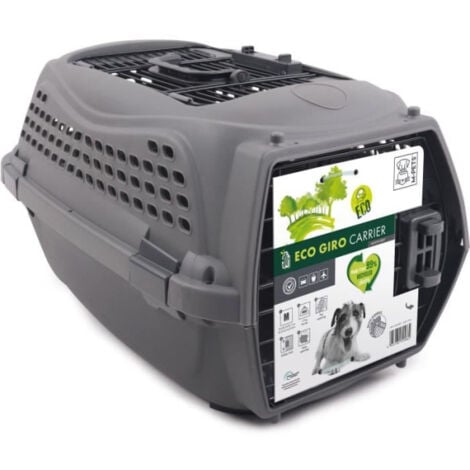 Caisse de transport pour chat M.PETS ECO GIRO - Cage en plastique - Taille M - Gris
