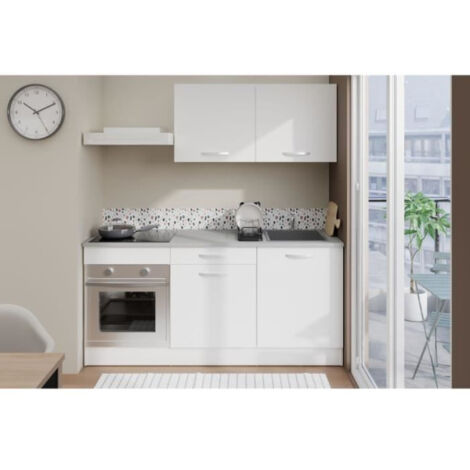 Cuisine complete OSLO - L 180cm - Blanc Mat - Plan de travail inclus (1/5)