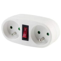 CHACON Prise biplite 2x16A avec interrupteur blanc