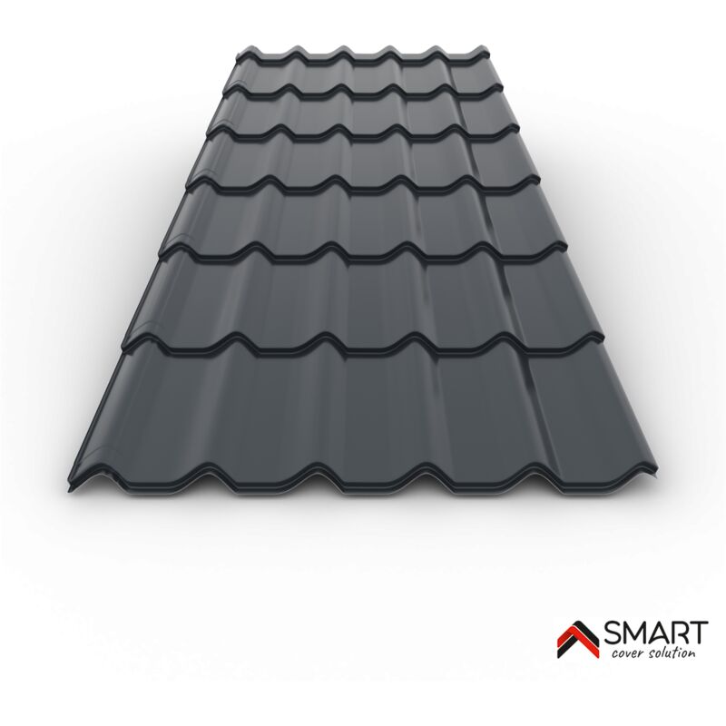 Tuile de toiture métallique NORDIC Coloris Gris Anthracite 7016  Dimensions 2160x1170x0.50mm 3