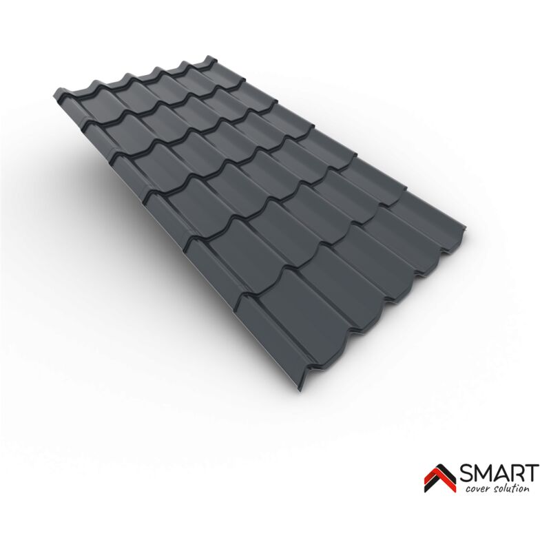 Tuile de toiture métallique NORDIC Coloris Gris Anthracite 7016  Dimensions 2160x1170x0.50mm 4