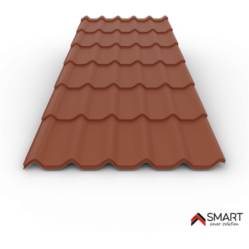 Tuile de toiture métallique NORDIC Coloris Brun Cuivré RAL 8004 Mat  Dimensions 2160x1170x0.50mm 3