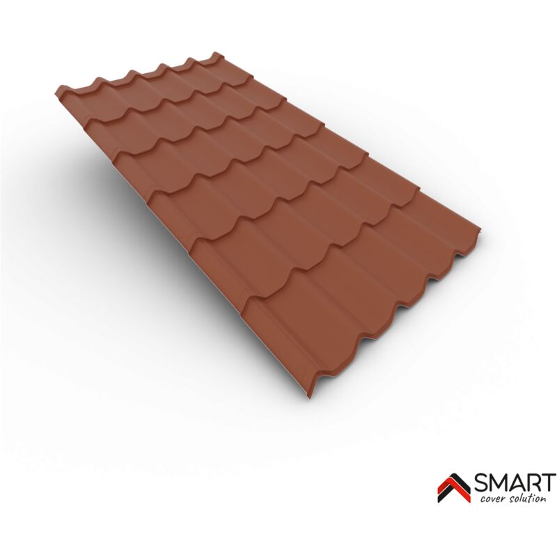 Tuile de toiture métallique NORDIC Coloris Brun Cuivré RAL 8004 Mat  Dimensions 2160x1170x0.50mm 4