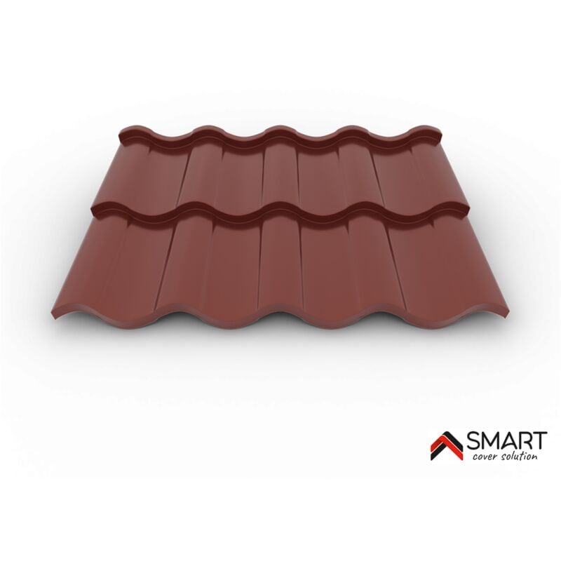 Tuile de toiture métallique MONACO Coloris Rouge Oxyde RAL 3009  Dimensions 725x1181x0.50mm 3
