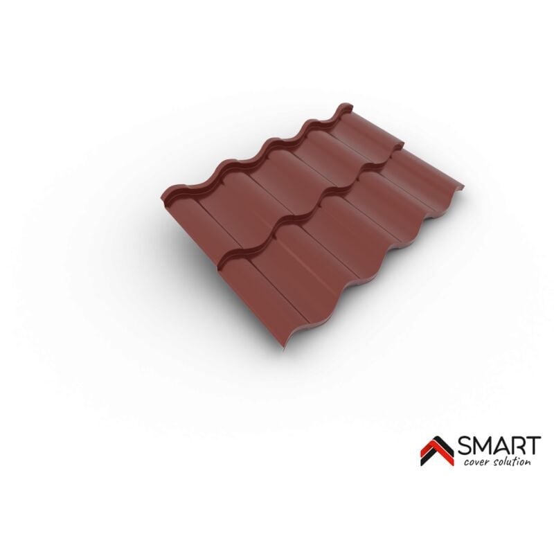 Tuile de toiture métallique MONACO Coloris Rouge Oxyde RAL 3009  Dimensions 725x1181x0.50mm 4