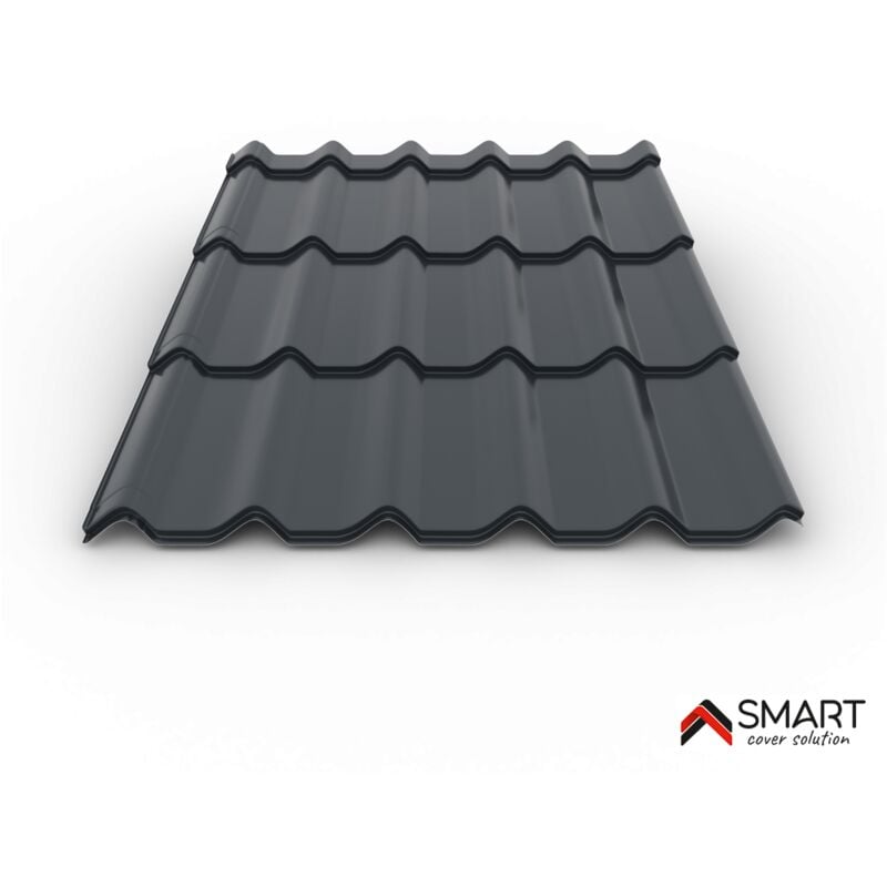 Tuile de toiture métallique NORDIC Coloris Gris Anthracite 7016  Dimensions 1110x1170x0.50mm 3