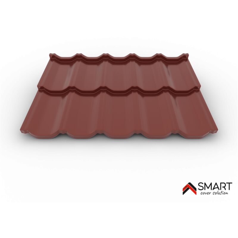 Tuile de toiture métallique SIERRA Coloris Rouge Oxyde RAL 3009  Dimensions 725x1198x0.50mm 3