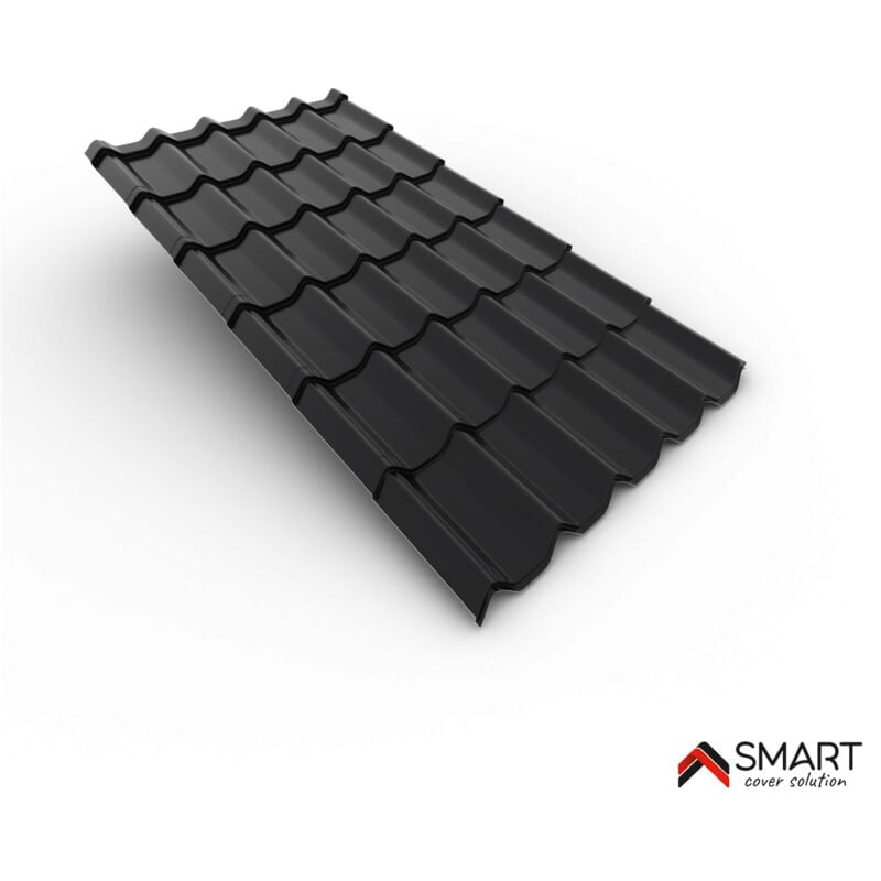 Tuile de toiture métallique NORDIC Coloris Noir RAL 9005  Dimensions 2160x1170x0.50mm 4