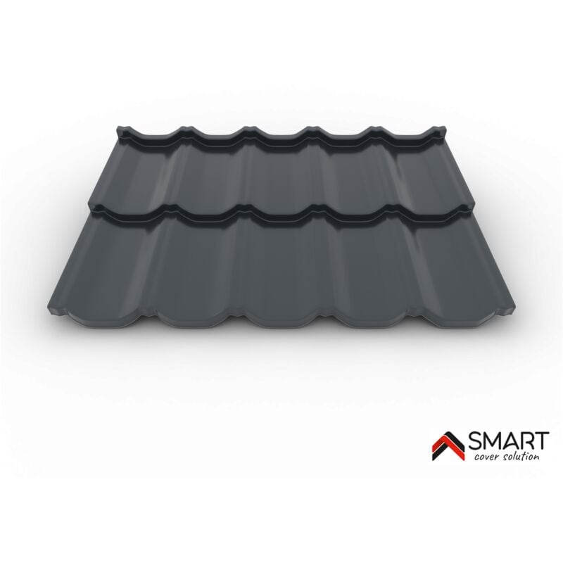 Tuile de toiture métallique SIERRA Coloris Gris Anthracite 7016  Dimensions 725x1198x0.50mm 3