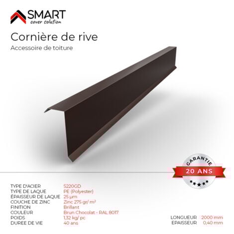 Cornière de rive - bac acier - tôle de couverture - Toiture -  - bac acier - tôle de couverture - Toiture -  H12 Brun Chocolat RAL 8017 L=2m