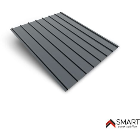 Tôle bac acier - Toiture - Couverture - plaque H12 Coloris Gris Anthracite RAL 7016 Dimensions 2000x910x0.40 mm