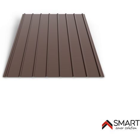 Tôle bac acier - Toiture - Couverture - plaque H12 Coloris Brun Chocolat RALl 8017  Dimensions 1200x910x0.40mm