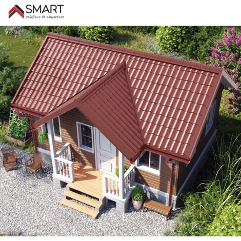 Bravo The Smart Solution – Tuile de toiture métallique rouge oxyde RAL 3009 – Dimensions 1850x1200mm – Épaisseur 0.50mm – Pour environnements extérieurs (1/5)