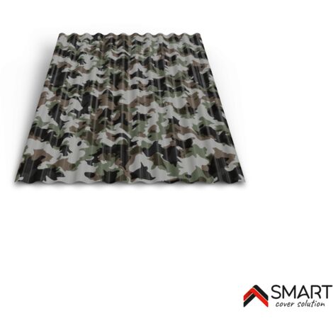 Tôle bac acier - Toiture - Couverture - plaque S18 Coloris Camouflage Printech Dimensions 1200x883x0.40mm