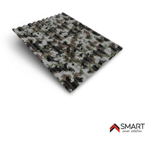 Tôle bac acier - Toiture - Couverture - plaque S18 Coloris Camouflage Printech Dimensions 1200x883x0.40mm