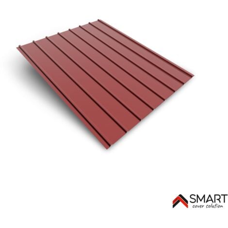 Tôle bac acier - Toiture - Couverture - plaque H12 Coloris Brun Rouge RAL 3011 Dimensions 2000x910x0.40 mm
