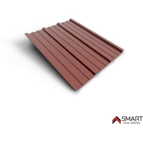 Tôle bac acier - Toiture - Couverture - plaque H25 Coloris Rouge Oxyde RAL 3009  Dimensions 2000x895x0.50mm