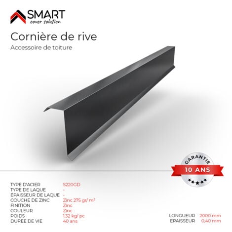 Cornière de rive - bac acier - tôle de couverture - Toiture -  - bac acier - tôle de couverture - Toiture -  H12 Galvanisé L=2m