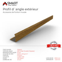 Bravo The Smart Solution – Profil d'angle extérieur tôle bac acier – Accessoire de finition pour bardage – Coloris golden oak – Longueur 2m – Plaque H12