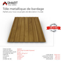 Bravo The Smart Solution – Tôle bac acier bardage H12 coloris golden oak – Dimensions 2000x910x0.40mm – Plaque pour murs extérieurs – Résistante aux intempéries