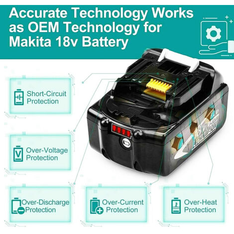 Batterie, 2x 5.5A Batterie 18V LXT BL1850 BL1830 Li-ion remplacement Batterie avec LED, Compatible avec la machine Makita