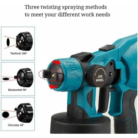Pistolet à peinture,Pistolet de pulvérisation sans fil 1000ML, pulvérisateur de peinture murale de clôture électrique sans air HVLP + batterie 5,5a + chargeur compatible avec la batterie Makita.