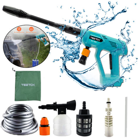 Nettoyeur Haute Pression Sans Fil 3000W 21V – 2 Batteries, Tuyau 5m, Pot Mousse, Buses 0° & 40° – Idéal Voiture, Terrasse, Animaux