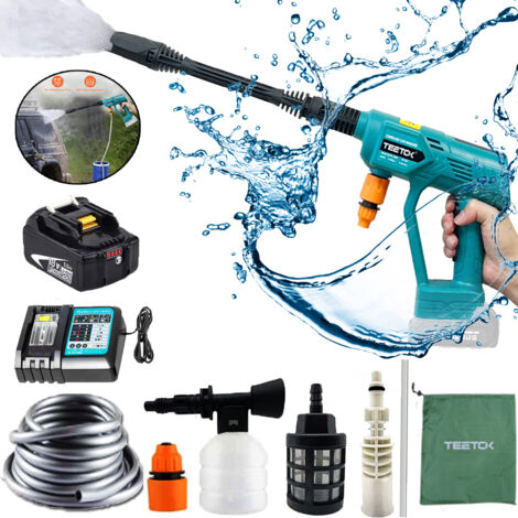 Nettoyeur haute pression sans fil, pistolet à eau pulvérisation, nettoyeur de voiture de lavage à jet haute puissance + 1x batterie 5.5A + 1x chargeur DC18RC,Compatible avec la batterie Makita (1/5)