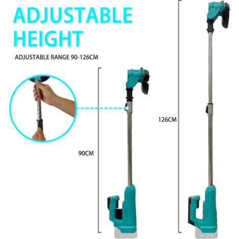 Coupe-bordure à batterie, Batterie Tondeuse de pelouse Tondeur d’herbe Débroussailleuse Coupe-moteur Cutter, Compatible avec la batterie Makita, avec 2x3000mAh Batterie et chargeur