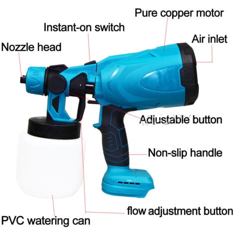 Pistolet à peinture,Ensemble de système de pulvérisation de peinture à batterie Pistolet à peinture électrique Pistolet à peinture 1000 ml Compatible avec Makita 18V LXT (Batterie et chargeur non incl