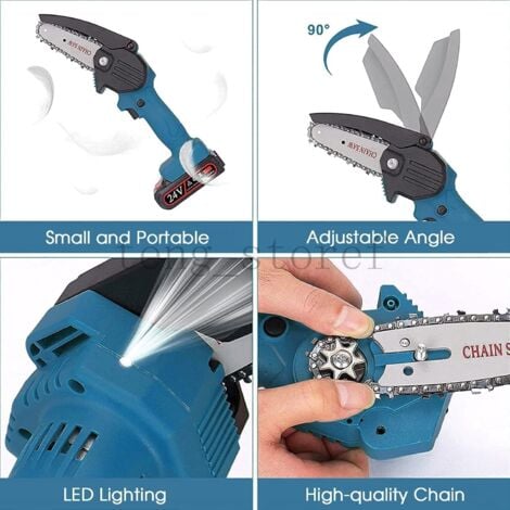 Mini tronçonneuse 4 pouces 18 V 2-en-1 avec batterie 3000 mAh tronçonneuse électrique avec batterie (Compatible avec la batterie Makita 18 V BL1840 BL1850 BL1860)